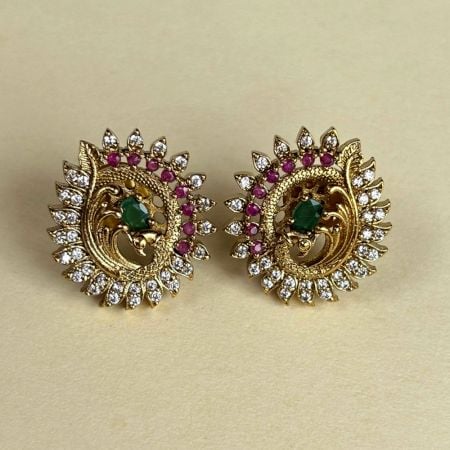 Handmade Brass Metal Jewellery Paisley Stud Earrings
